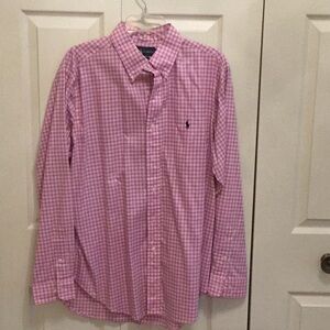 *EUC* Ralph Lauren pink, blue & white check  button down. Size 16.5 34/35